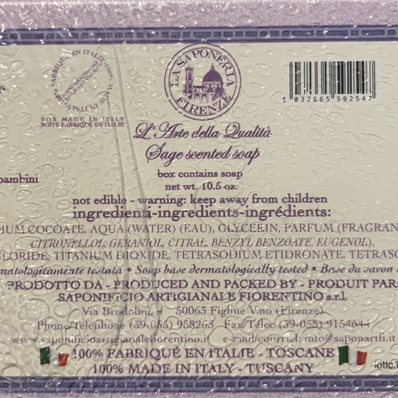 La Saponeria Firenze Sage Soap with Coconut Oil - Picture 4 of 4
